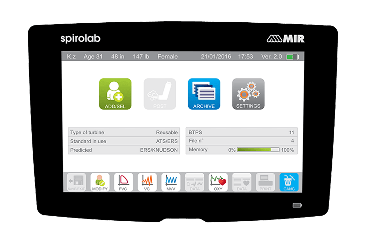 Mir Spirolab Masaüstü SpirometreCebri Medikal